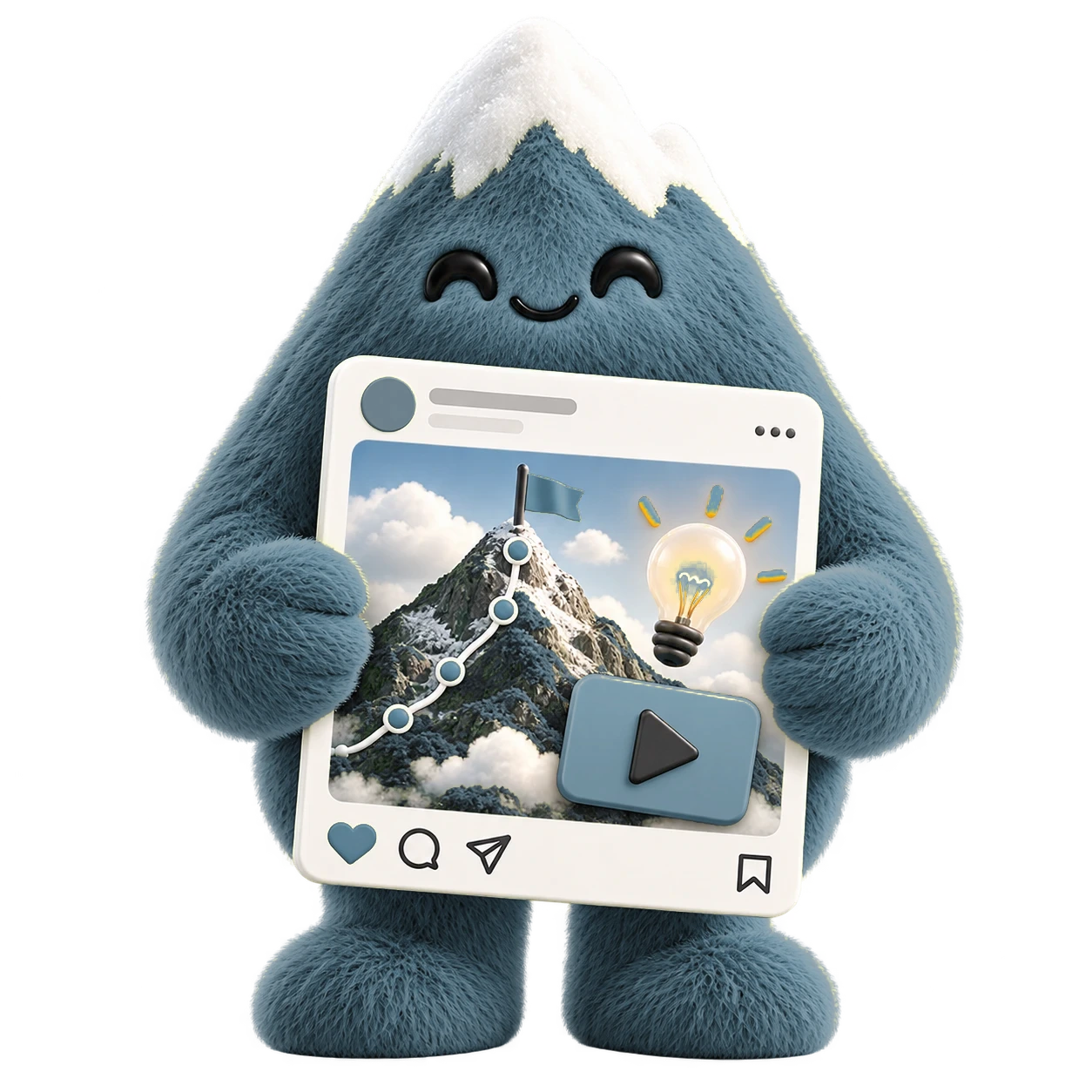 Mascota Sherpa con una publicación de redes